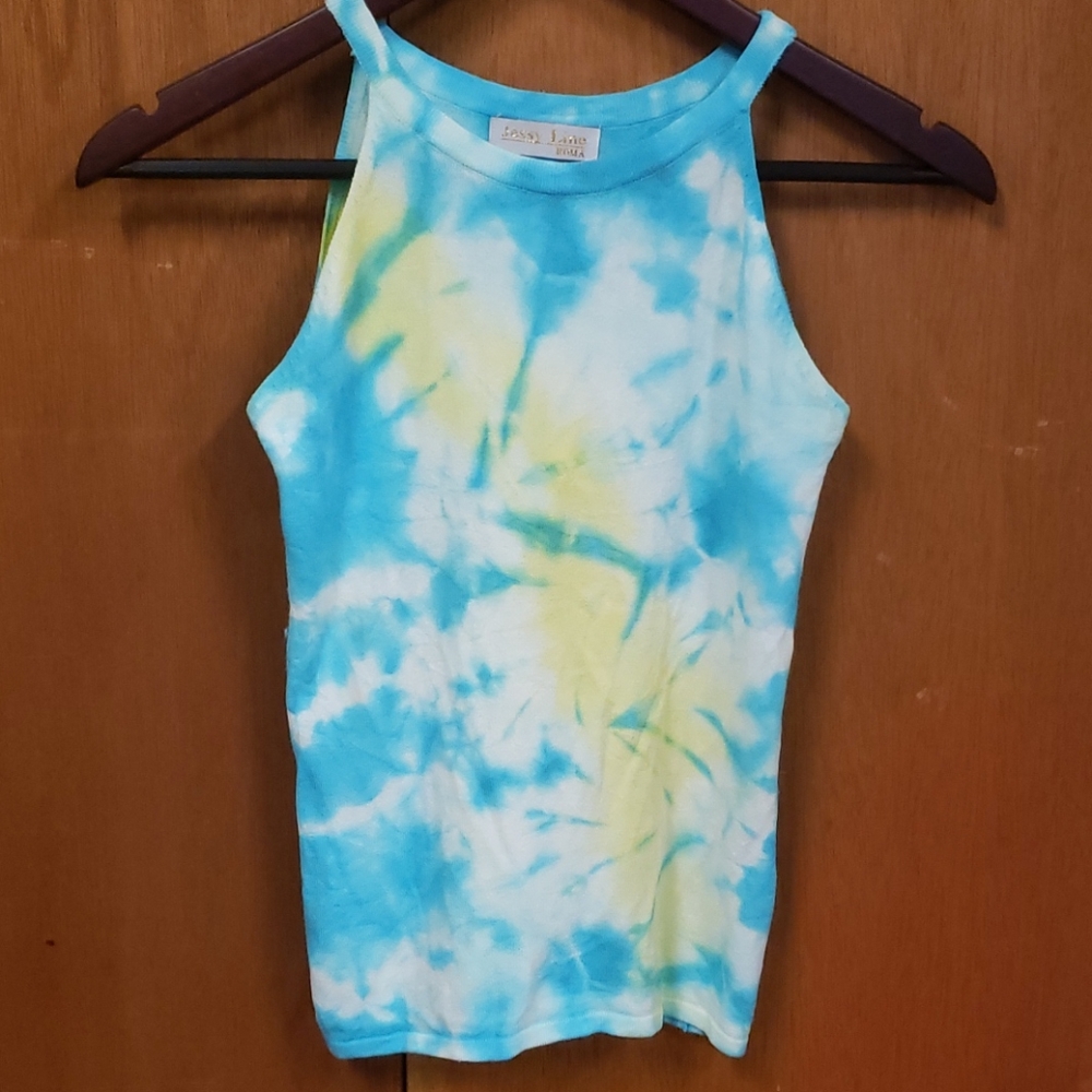 Vintage Tie-Dye High Neck Tank Top